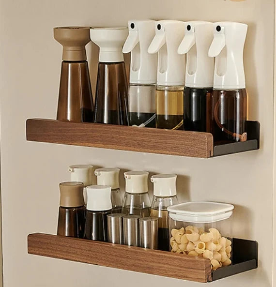 Kitchen Wall Shelf Drill-Free Metal & Wood Finish