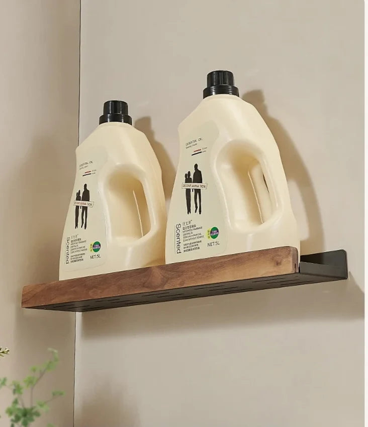 Kitchen Wall Shelf Drill-Free Metal & Wood Finish