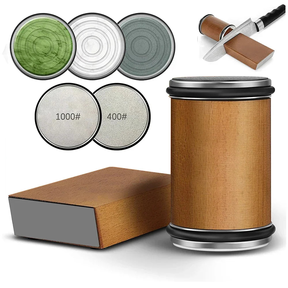 Knife Sharpener Rolling Diamond Stones Magnetic Angle Guide