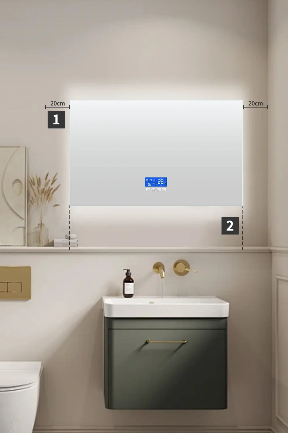 LED Bathroom Mirror Anti-Fog Dimmable 3-Color
