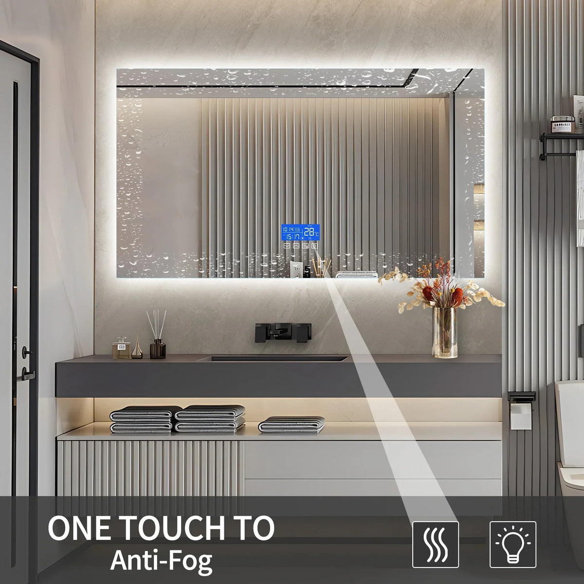 LED Bathroom Mirror Anti-Fog Dimmable 3-Color