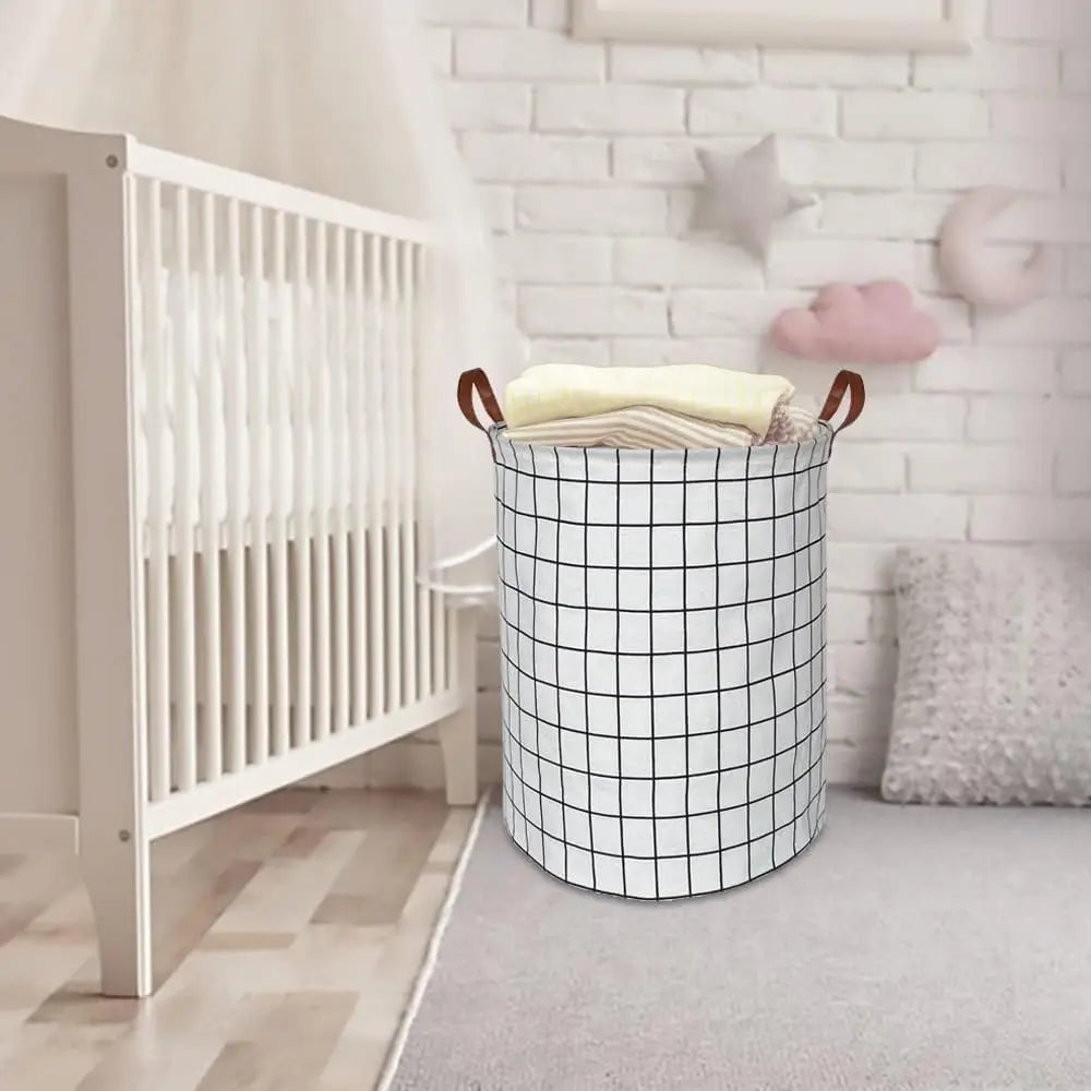 Laundry Basket Foldable Canvas & Linen Waterproof Lining