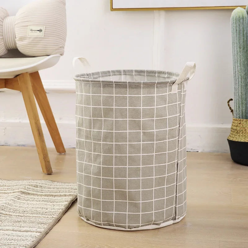 Laundry Basket Foldable Canvas & Linen Waterproof Lining