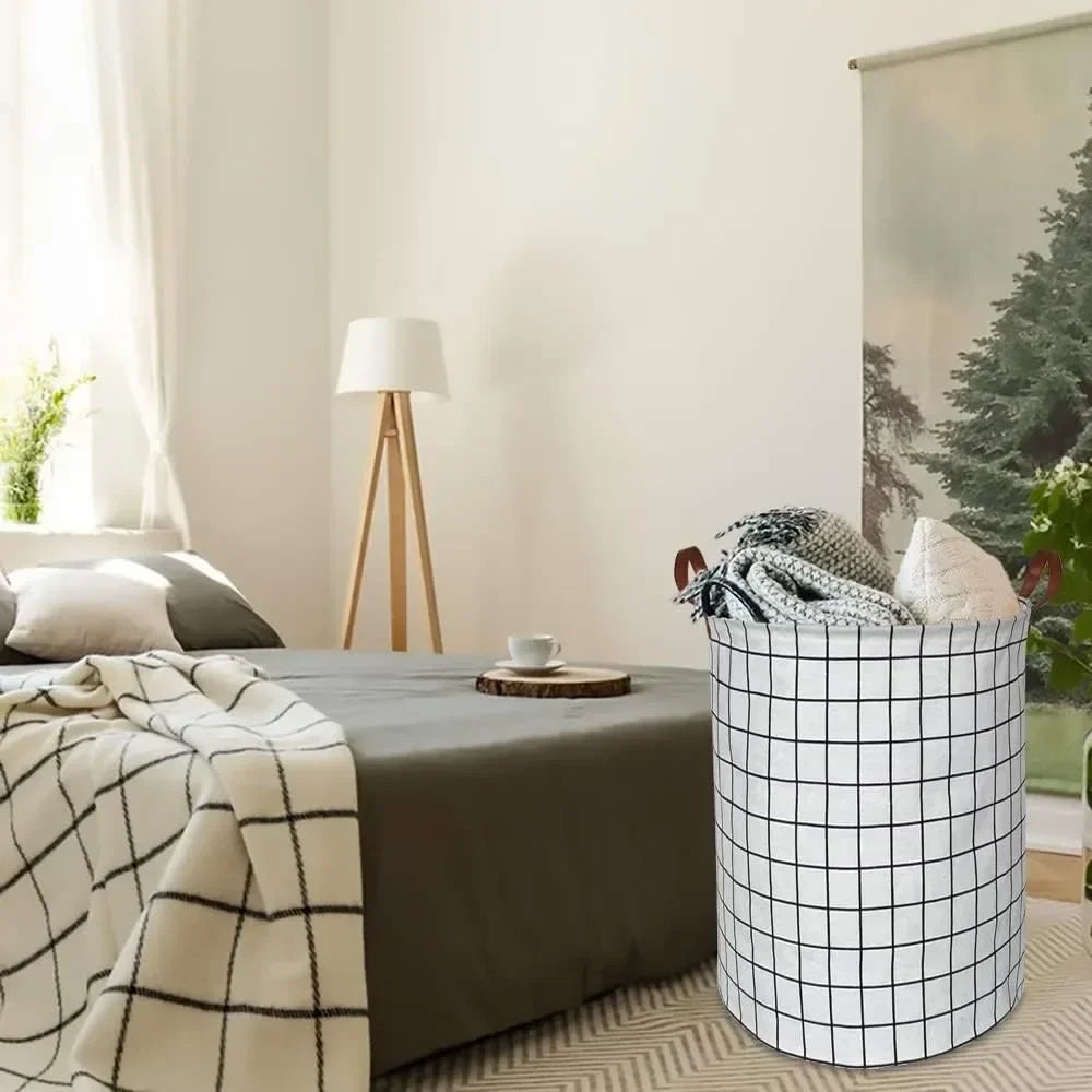 Laundry Basket Foldable Canvas & Linen Waterproof Lining