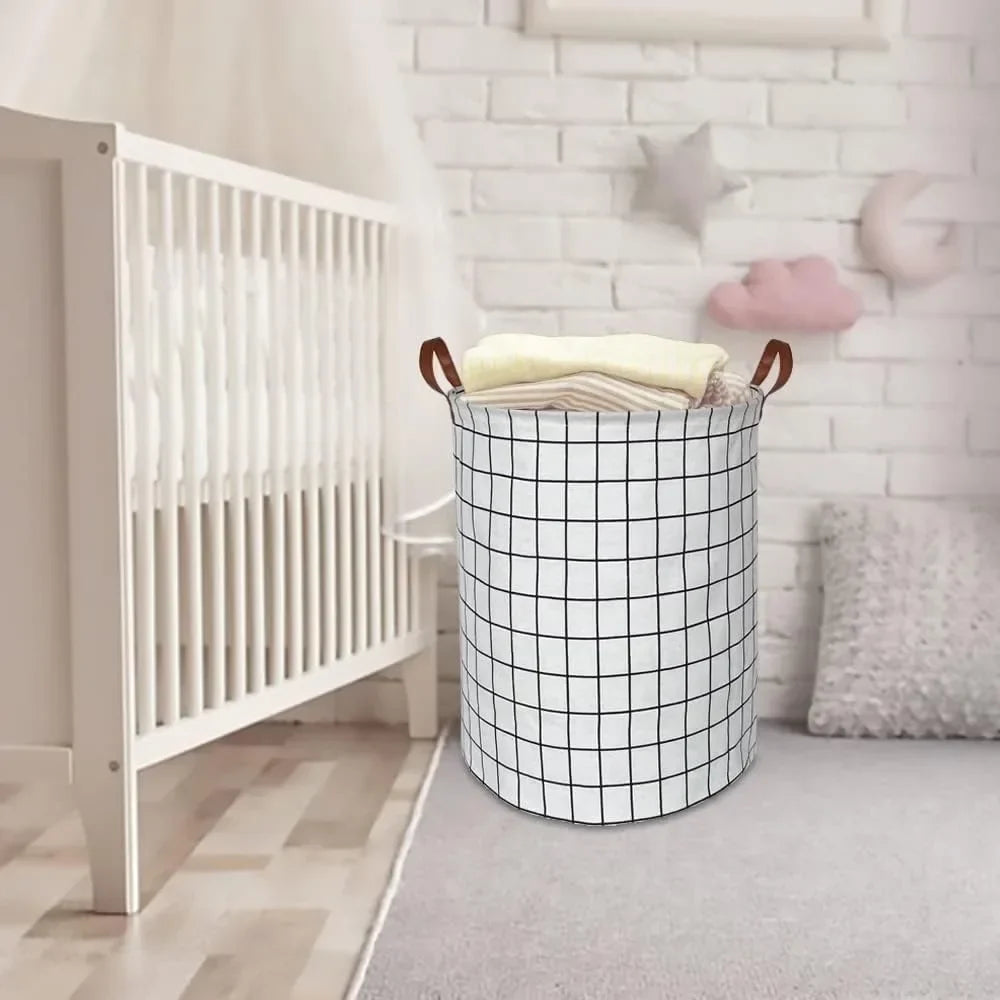 Laundry Basket Foldable Canvas & Linen Waterproof Lining
