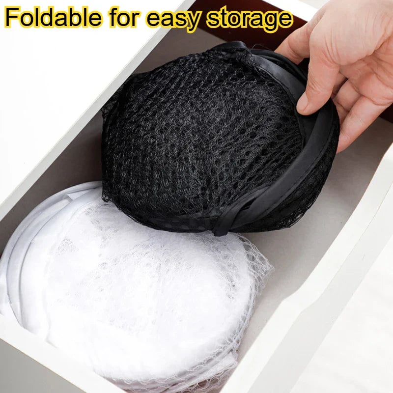 Laundry Basket Large Foldable Breathable Mesh Side Pocket
