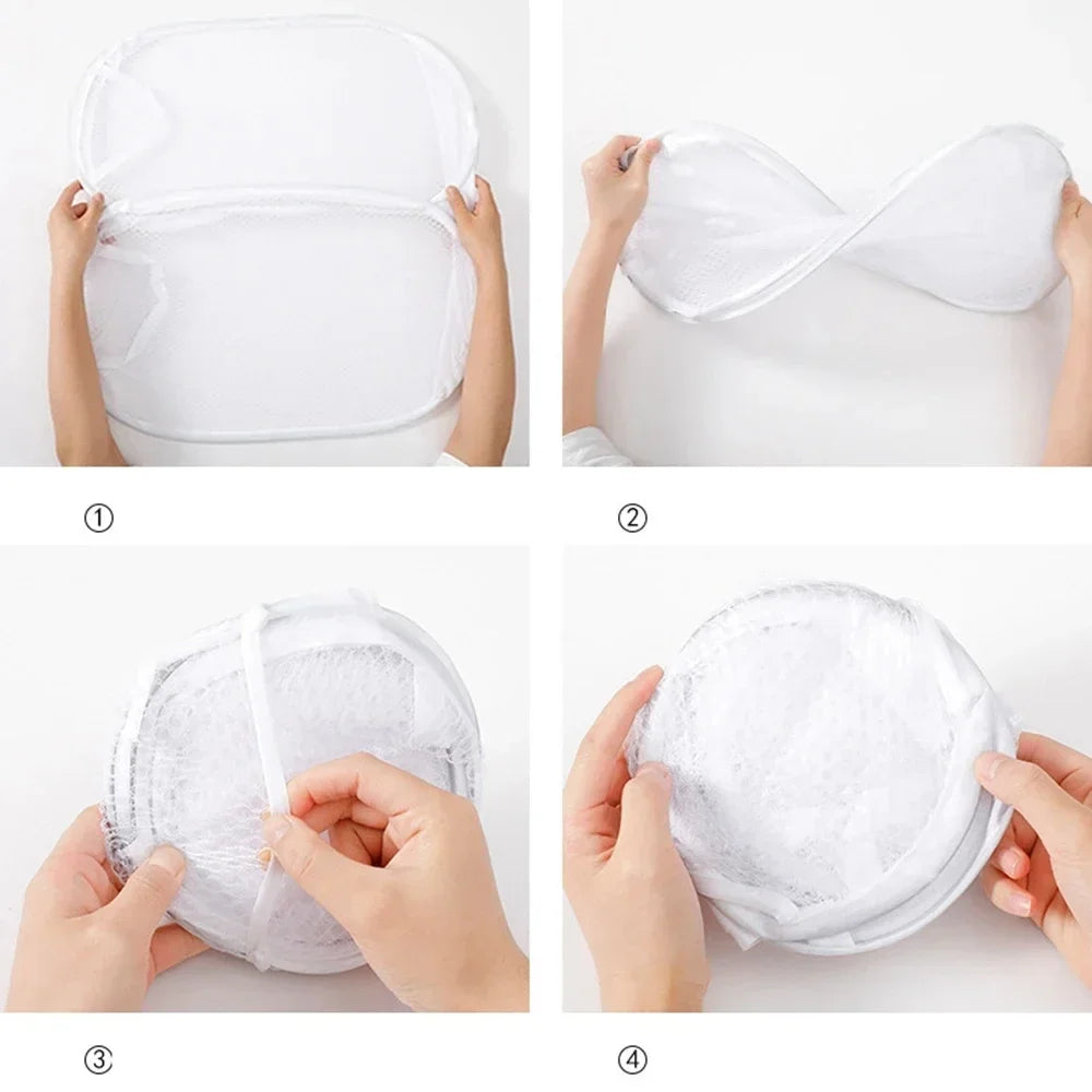 Laundry Basket Large Foldable Breathable Mesh Side Pocket