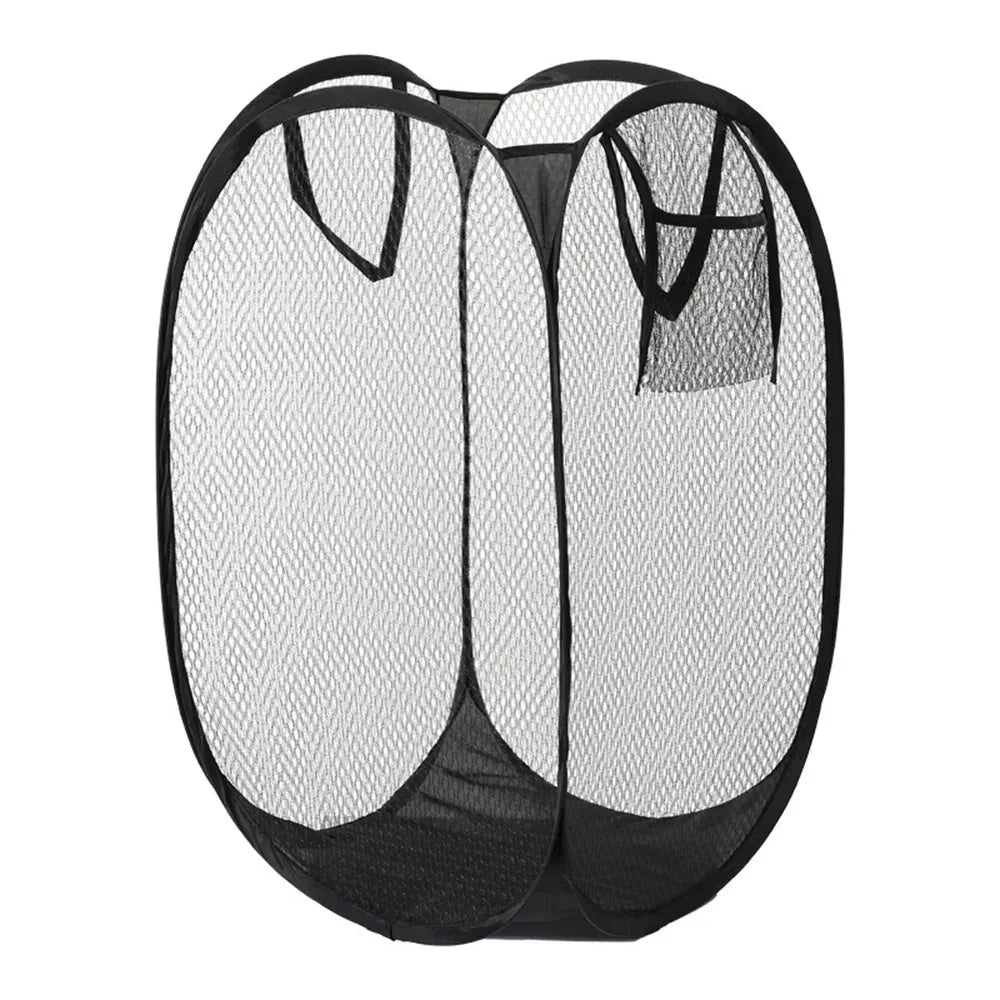 Laundry Basket Large Foldable Breathable Mesh Side Pocket