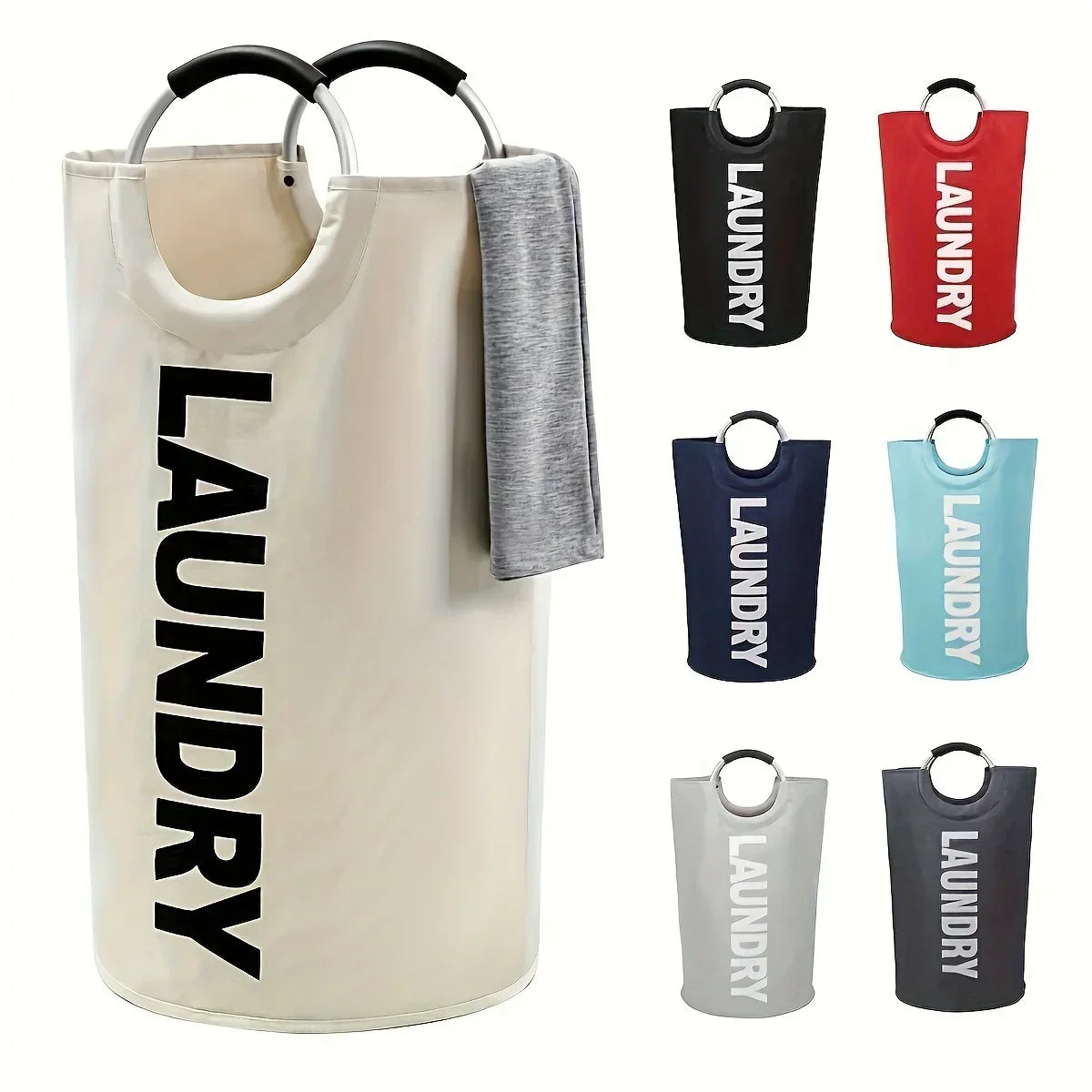 Laundry Hamper Extra-Large Waterproof Polyester Collapsible & Padded Handles
