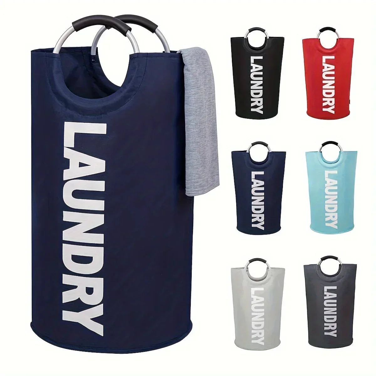 Laundry Hamper Extra-Large Waterproof Polyester Collapsible & Padded Handles