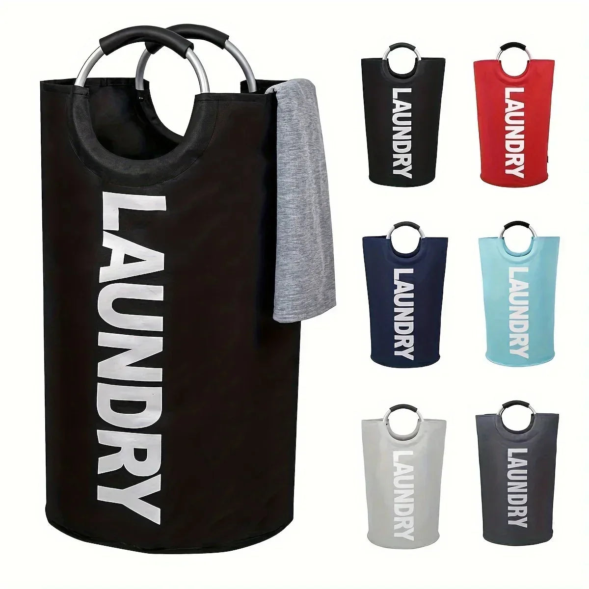 Laundry Hamper Extra-Large Waterproof Polyester Collapsible & Padded Handles