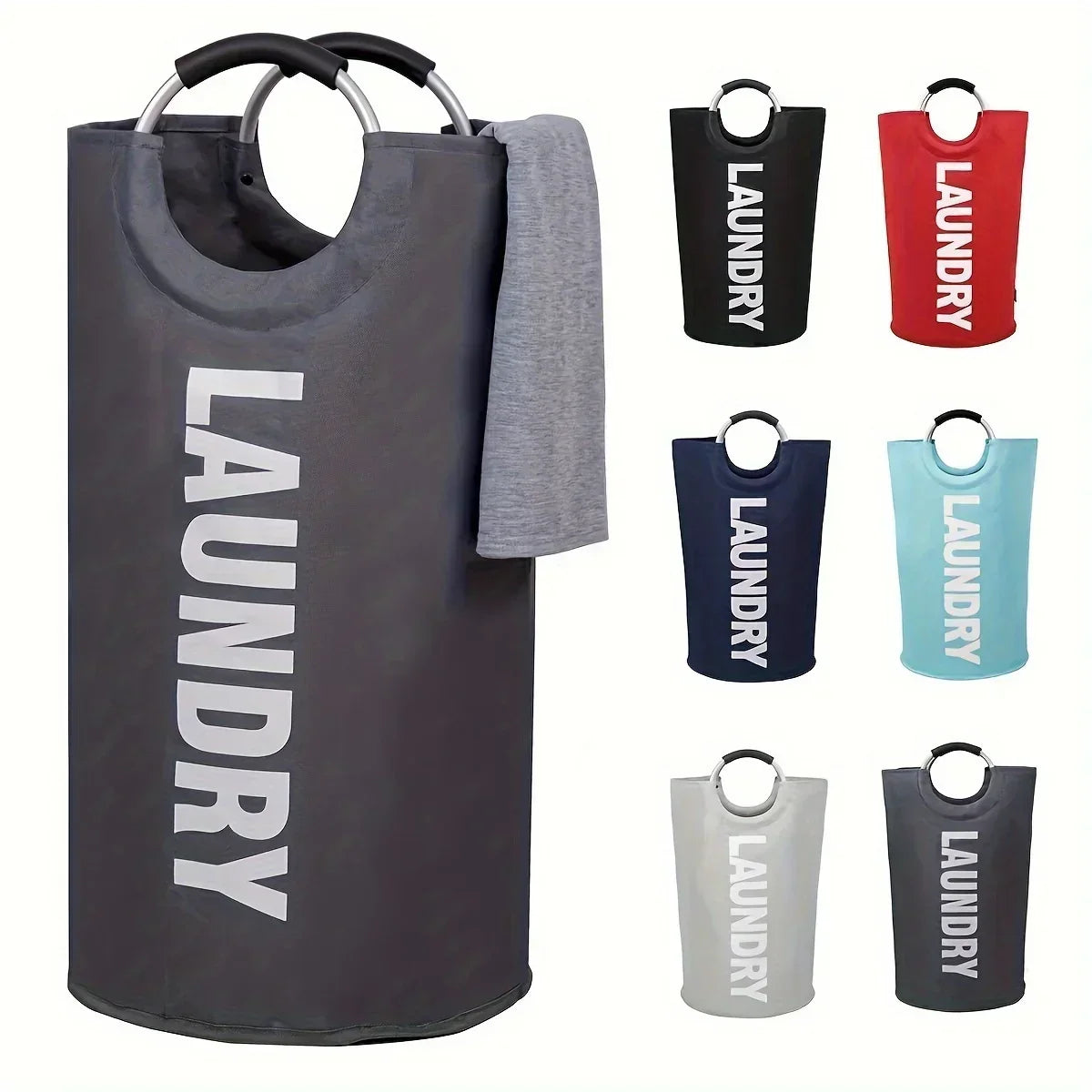 Laundry Hamper Extra-Large Waterproof Polyester Collapsible & Padded Handles