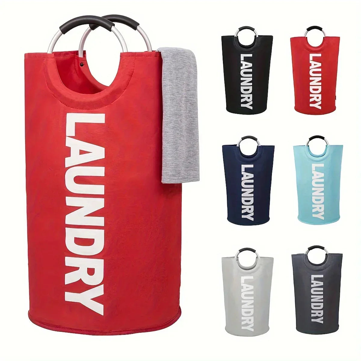 Laundry Hamper Extra-Large Waterproof Polyester Collapsible & Padded Handles