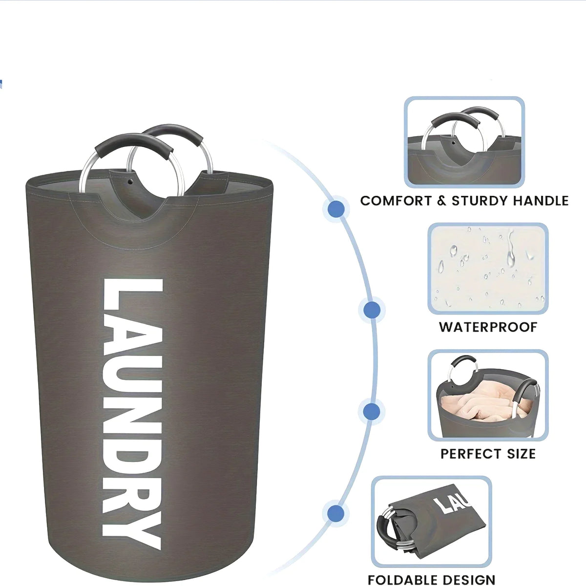Laundry Hamper Extra-Large Waterproof Polyester Collapsible & Padded Handles