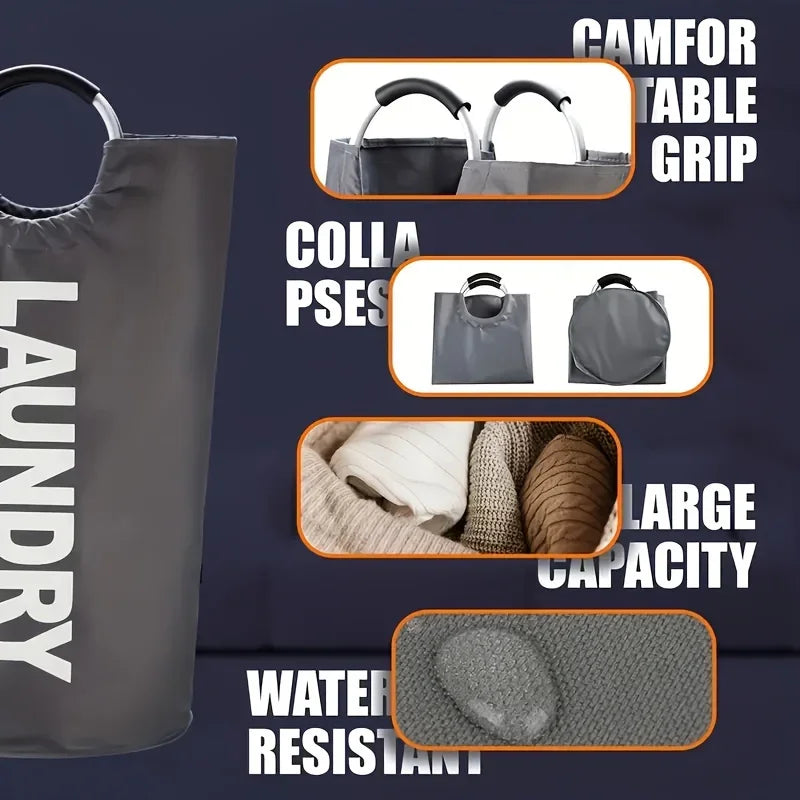 Laundry Hamper Extra-Large Waterproof Polyester Collapsible & Padded Handles