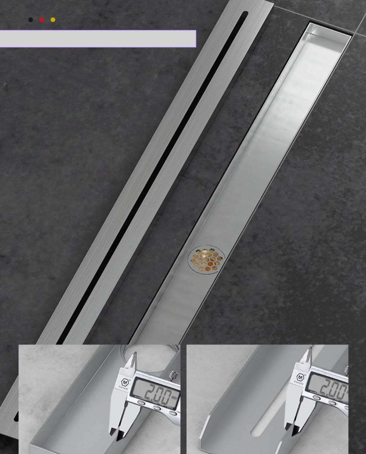 Linear Shower Drain Brushed 304 Stainless Steel Odor-Blocking & Tile-Flush