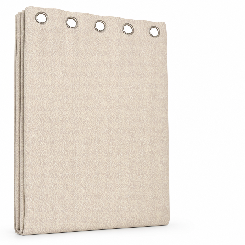 Linen-Texture Polyester Shower Curtain (Machine-Washable)