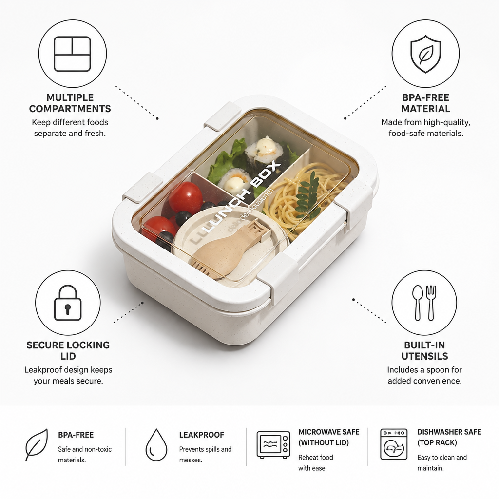 Lunch Box Multi-Compartment Leakproof BPA-Free