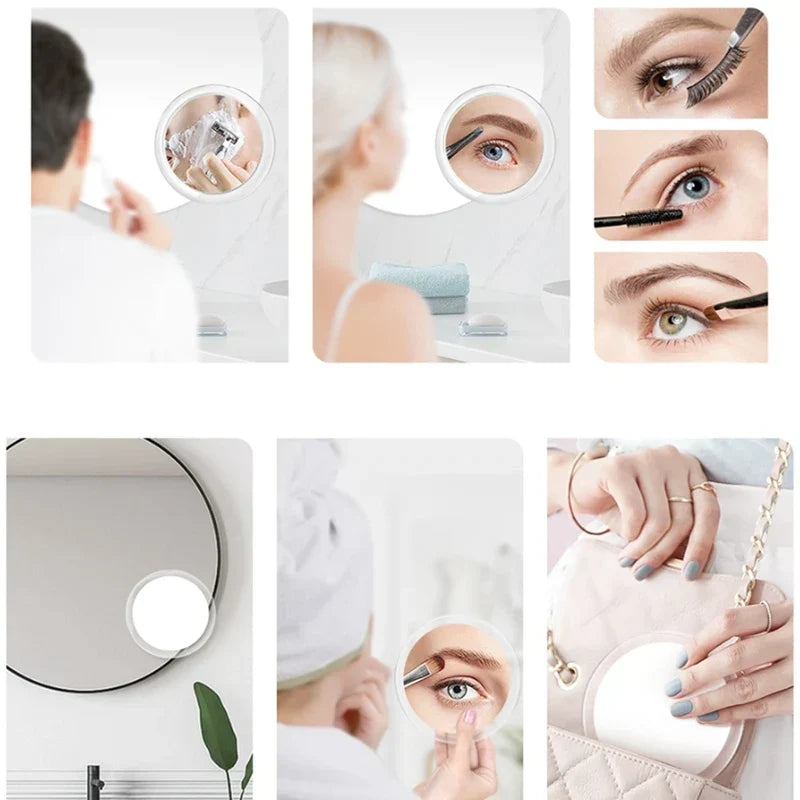 Makeup Mirror 10X Magnification LED Light Suction Mount