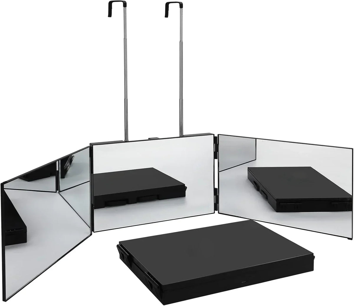 Makeup Mirror Foldable 3-Panel 360 Degree Rotation Telescopic Hook