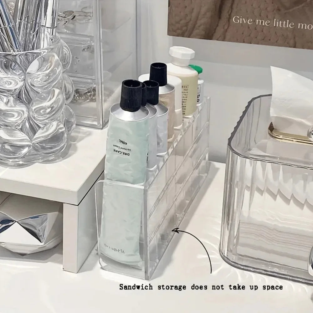 Makeup & Office Organizer 7-Compartment Transparent