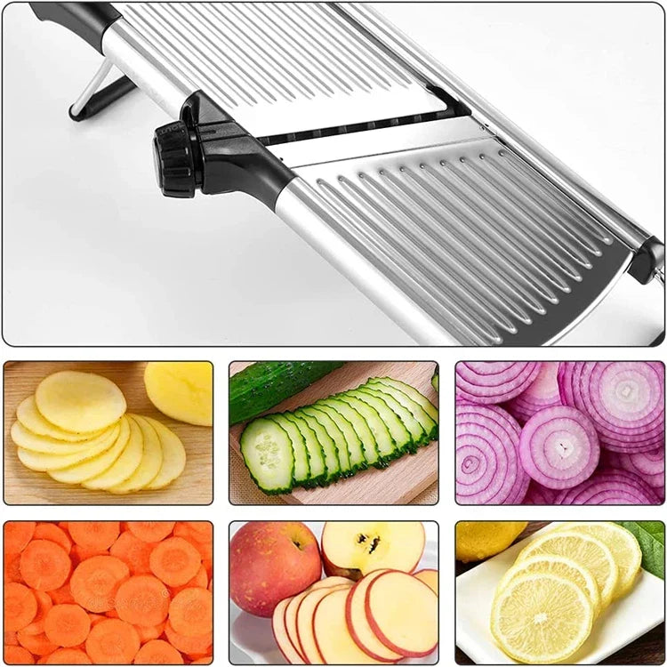 Mandoline Slicer Adjustable Thickness Stainless Steel Blades Even Slices