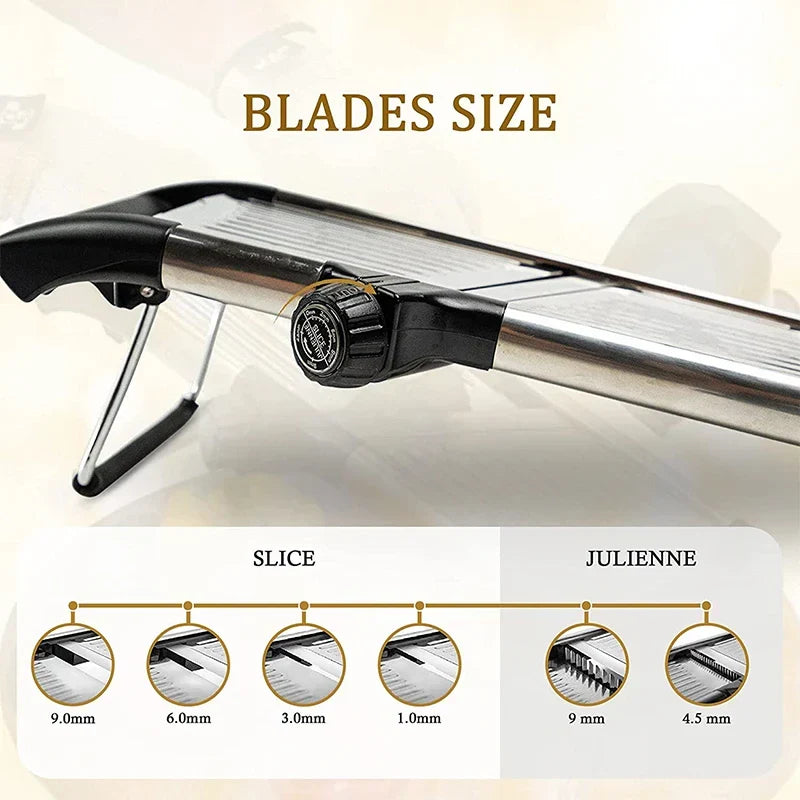 Mandoline Slicer Adjustable Thickness Stainless Steel Blades Even Slices