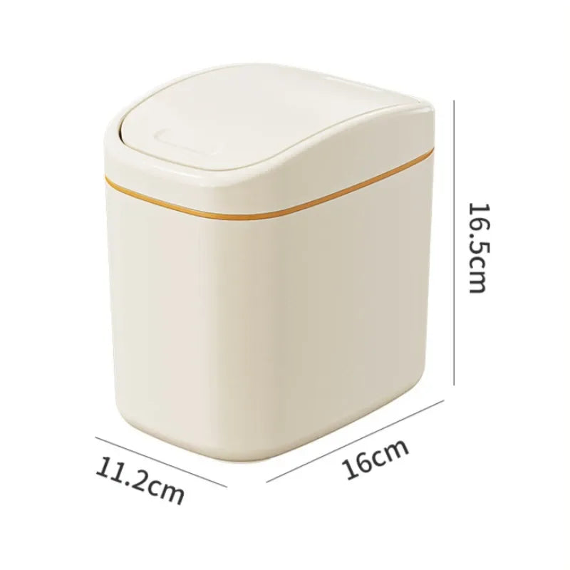 Mini Desk Trash Can Space-Saving Swing Lid