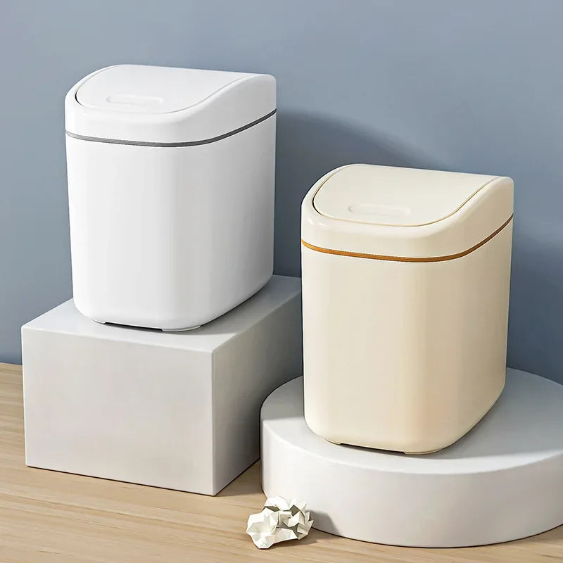 Mini Desk Trash Can Space-Saving Swing Lid