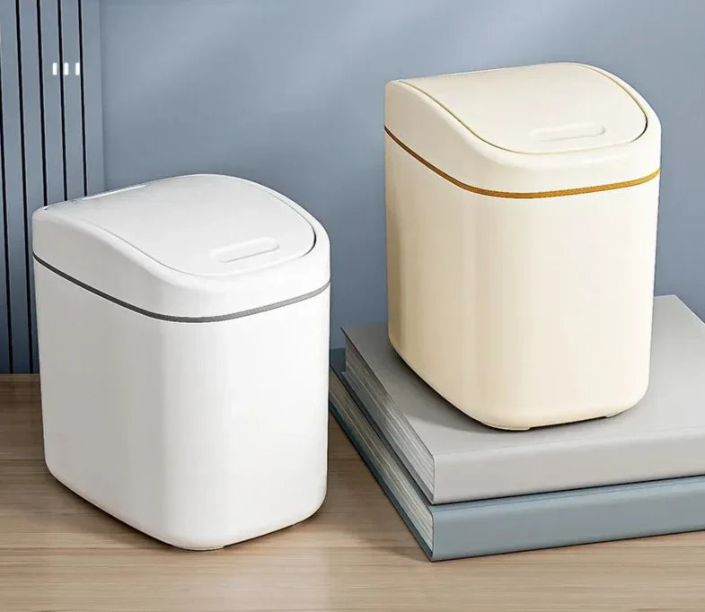 Mini Desk Trash Can Space-Saving Swing Lid