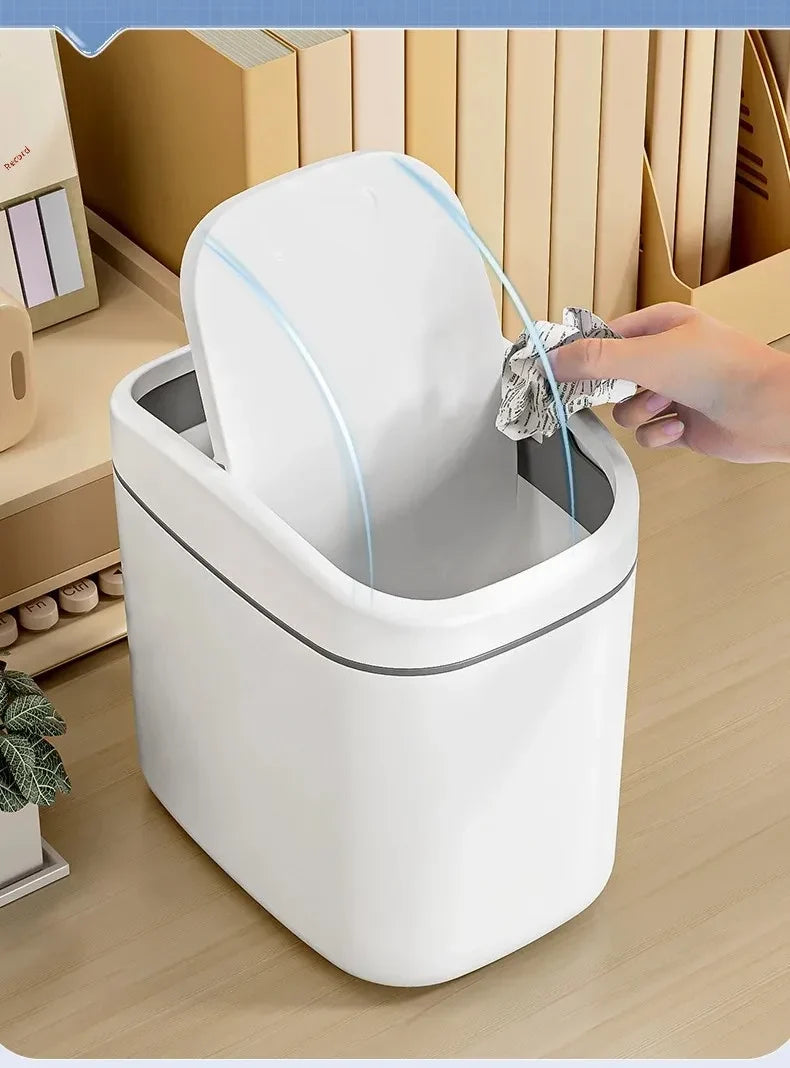 Mini Desk Trash Can Space-Saving Swing Lid