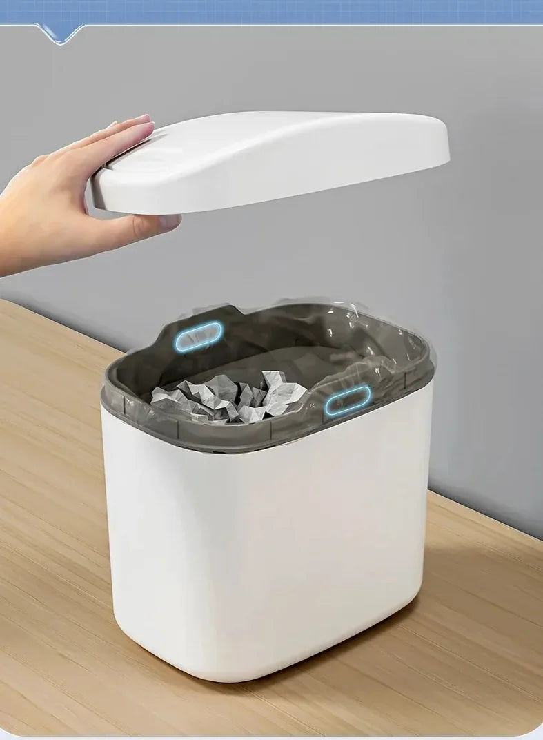 Mini Desk Trash Can Space-Saving Swing Lid