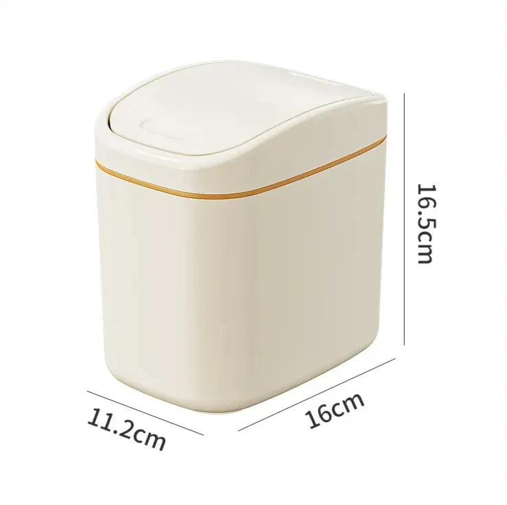 Mini Desk Trash Can Space-Saving Swing Lid
