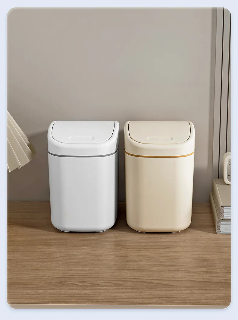 Mini Desk Trash Can Space-Saving Swing Lid