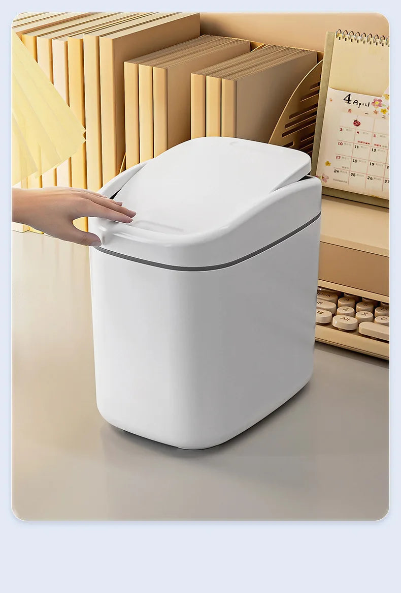 Mini Desk Trash Can Space-Saving Swing Lid
