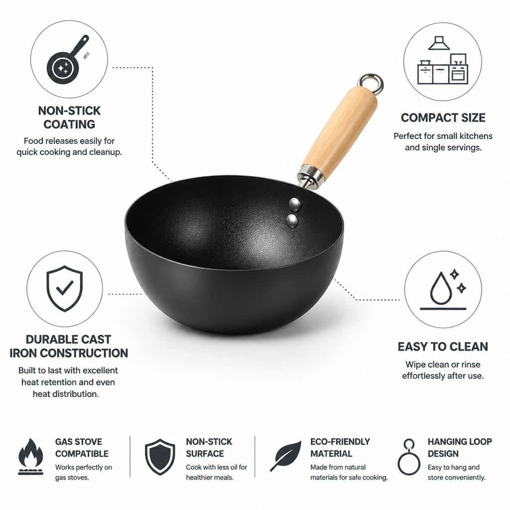 Mini Frying Pan Cast Iron Non-Stick Single-Serve