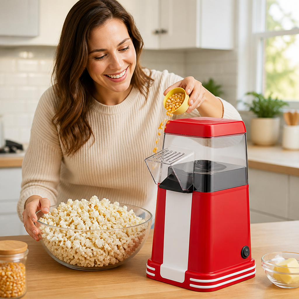 Mini Popcorn Maker Compact Space Saving Removable Parts & Easy Clean