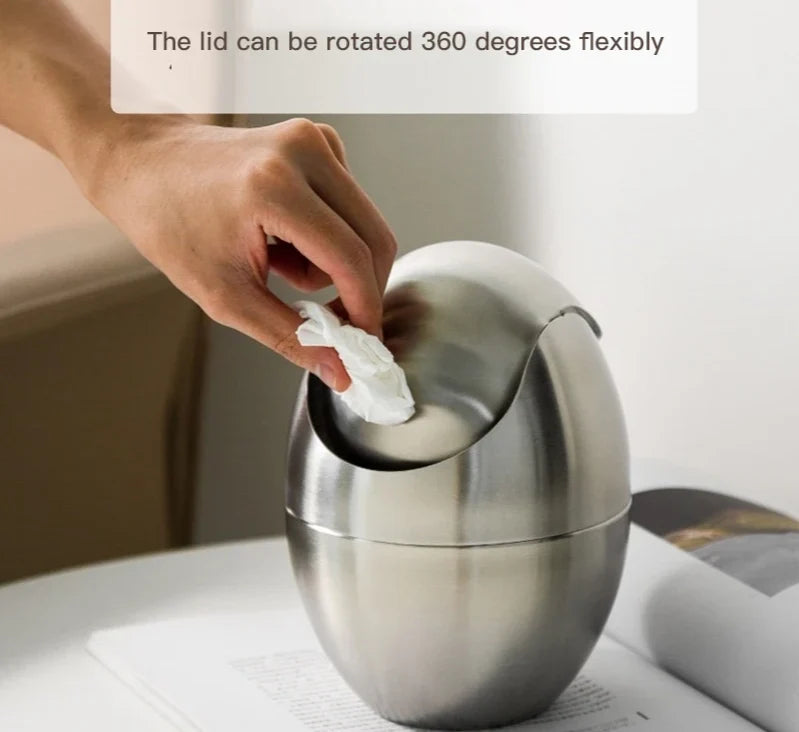 Mini Trash Can 304 Stainless Steel Swing Lid 1.5L