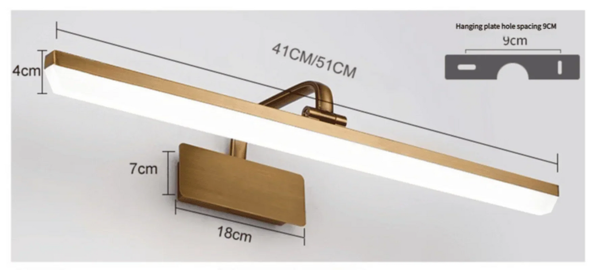 Mirror Wall Light Bronze Finish Waterproof LED