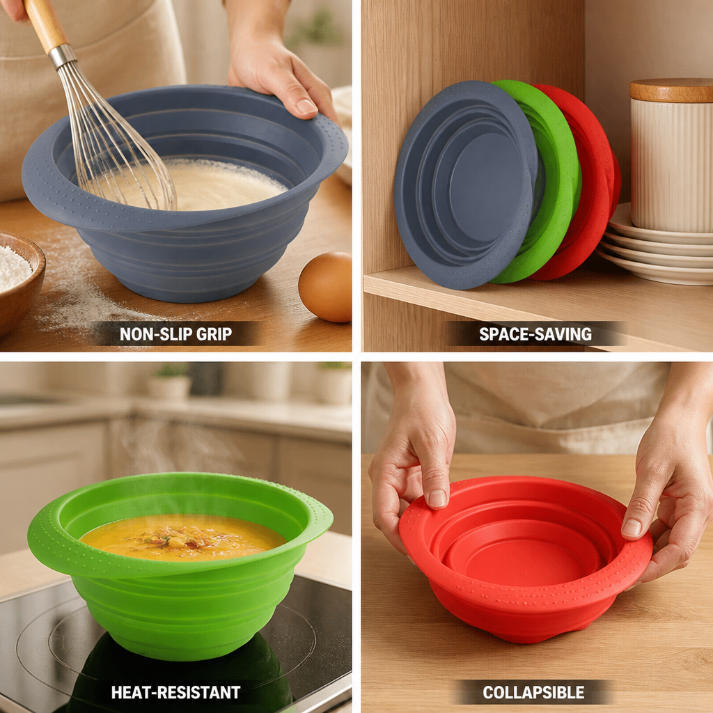 Mixing Bowl Collapsible Silicone Heat-Resistant & Non-Slip