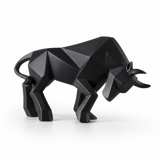 Modern Geometric Resin Tabletop Bull Sculpture