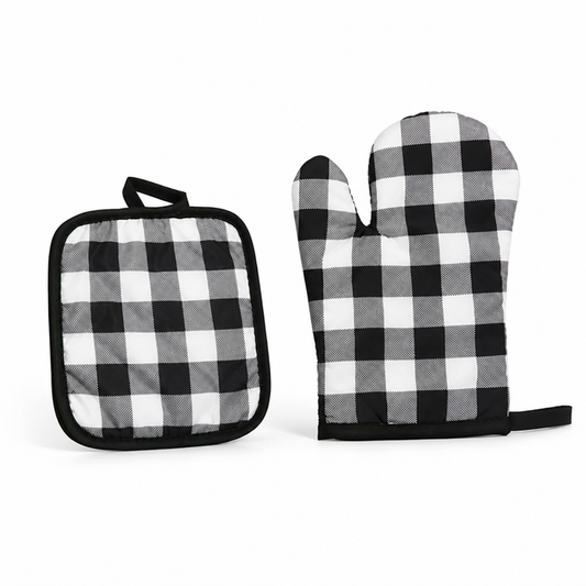 Oven Mitt & Pot Holder Quilted Cotton Heat-Resistant