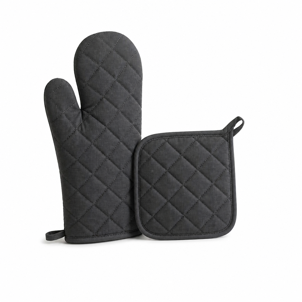 Oven Mitt & Pot Holder Quilted Cotton Heat-Resistant