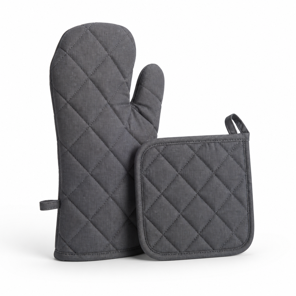 Oven Mitt & Pot Holder Quilted Cotton Heat-Resistant