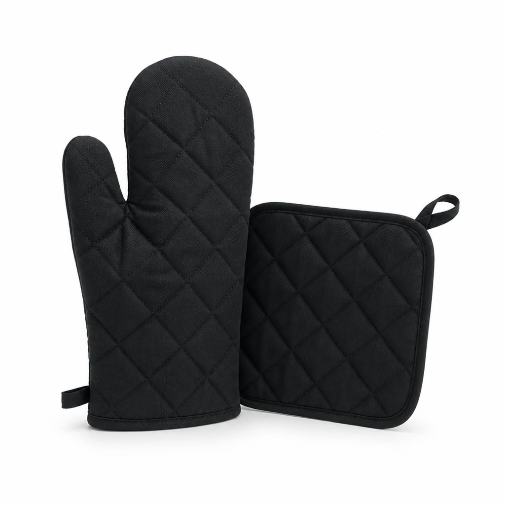 Oven Mitt & Pot Holder Quilted Cotton Heat-Resistant