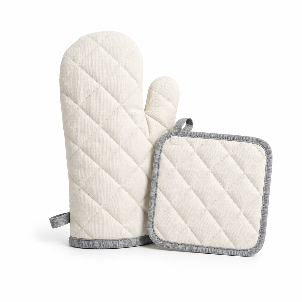 Oven Mitt & Pot Holder Quilted Cotton Heat-Resistant