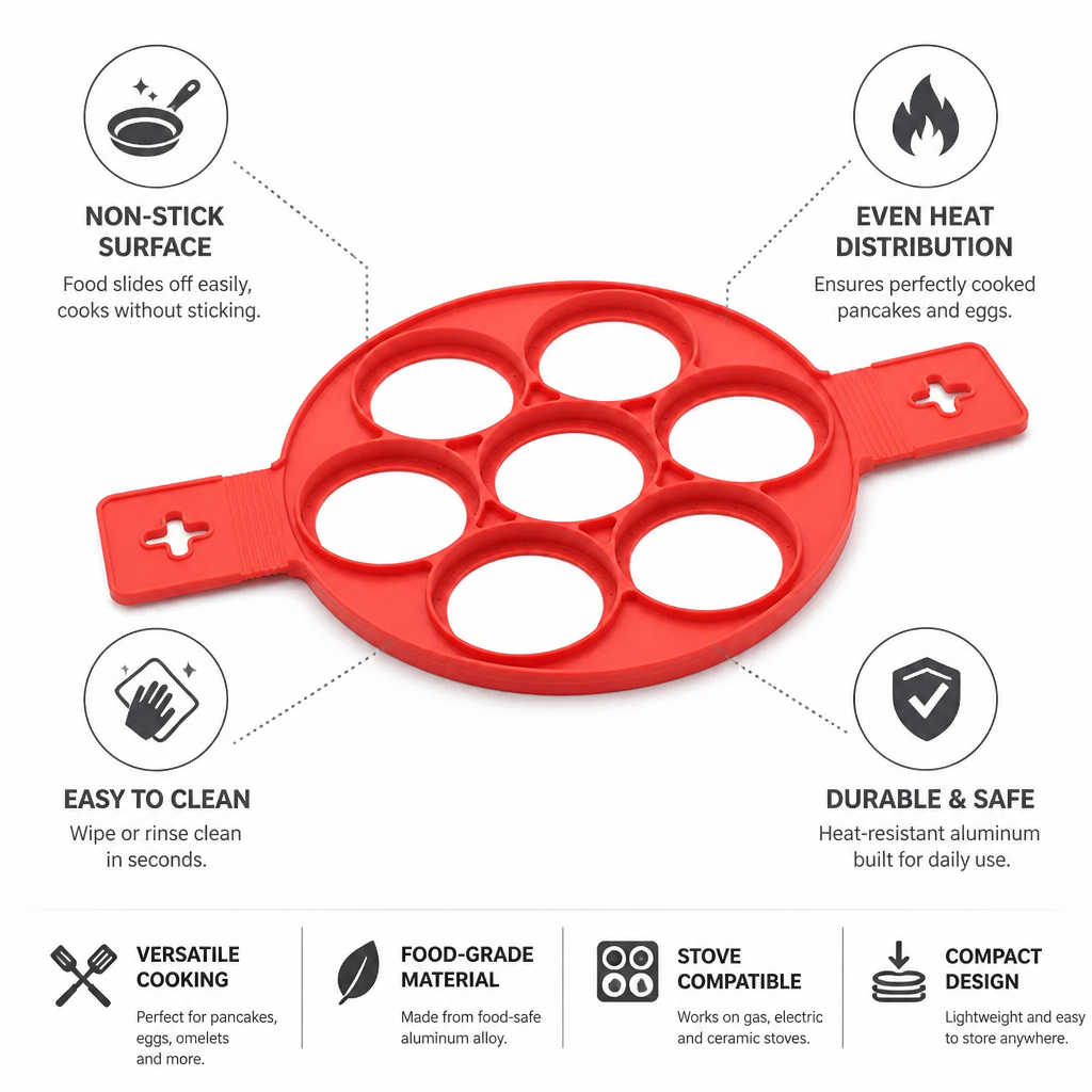 Pancake Pan Non-Stick Aluminum 10 Inch Multi-Compartment