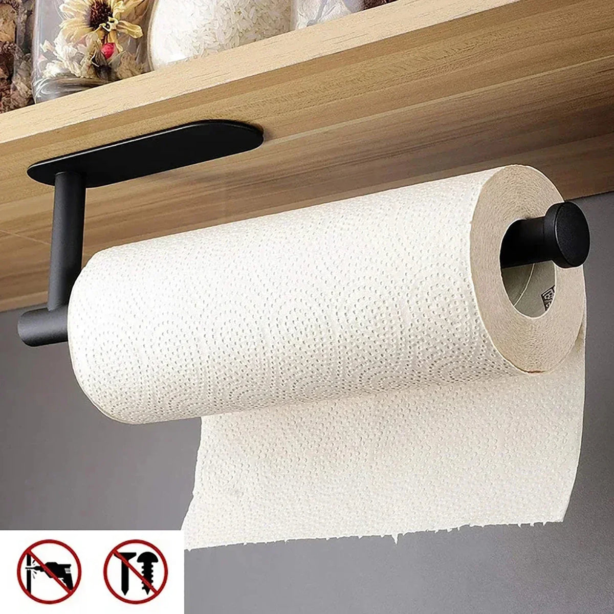Paper Roll & Towel Holder Self-Adhesive No-Drill Space-Saving