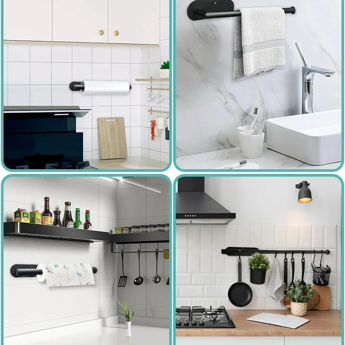 Paper Roll & Towel Holder Self-Adhesive No-Drill Space-Saving