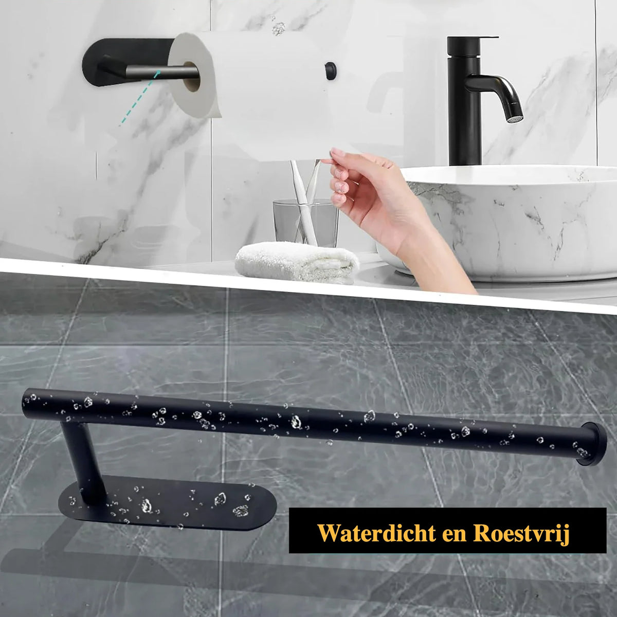 Paper Roll & Towel Holder Self-Adhesive No-Drill Space-Saving